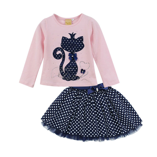Elegant Cat Printed Long Sleeve Dress