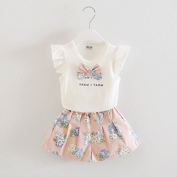 Fashion Lovely Bow Printed Dress