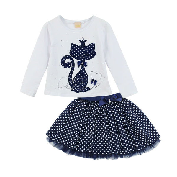 Elegant Cat Printed Long Sleeve Dress