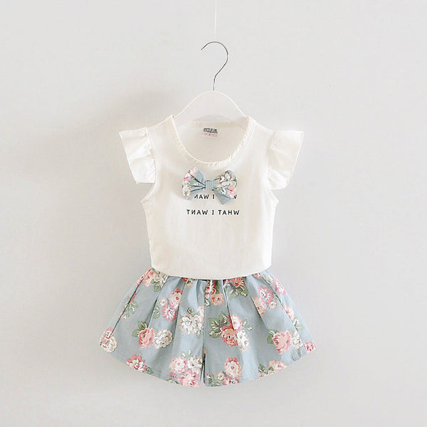 Fashion Lovely Bow Printed Dress